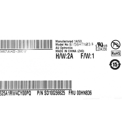 Αρχική σε αποθεματικό 15.6 ιντσών B156HTN03.5 141PPI tft LCD οθόνη